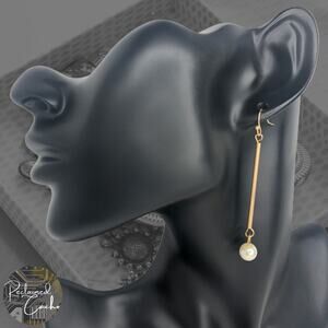 Gold Dangle Pearl Earrings